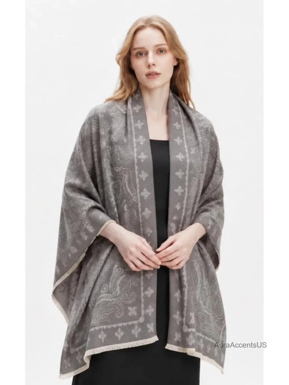Women's Reversible Paisley Pashmina Shawl Wrap Jacquard Stole